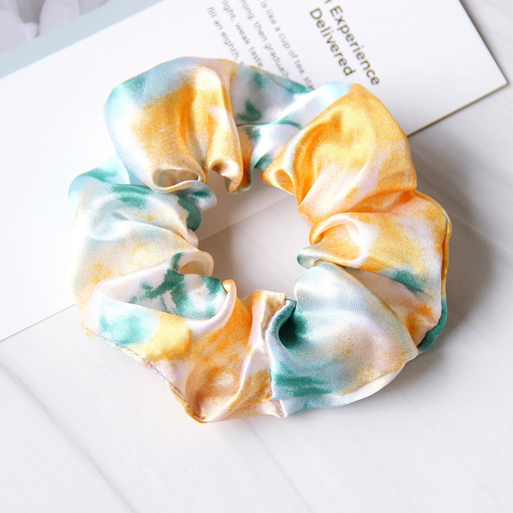 Couvercle simple Satin Tie-dye enfants Large Intestine Anneau Accessoires de cheveux Headdress