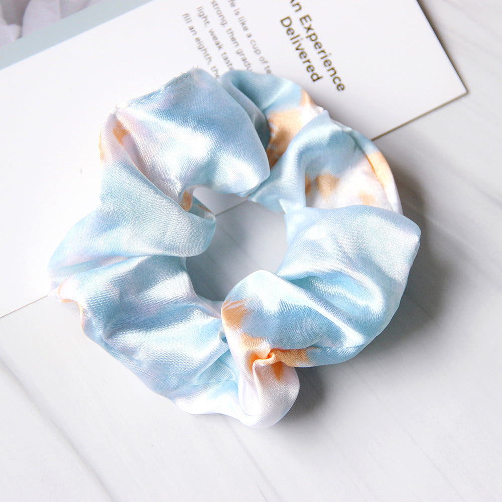 Couvercle simple Satin Tie-dye enfants Large Intestine Anneau Accessoires de cheveux Headdress