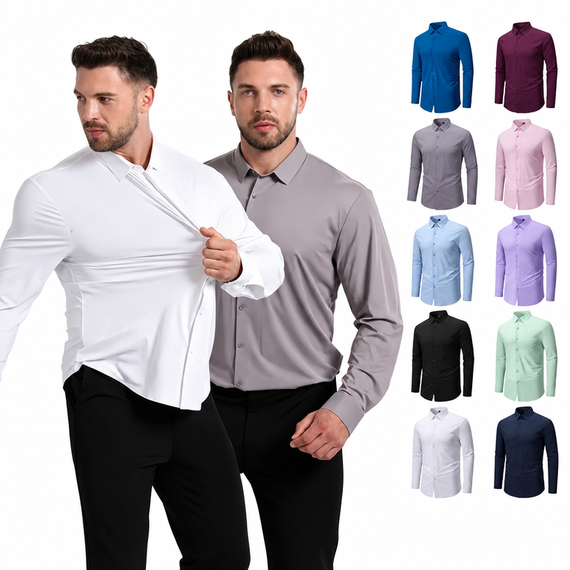 Jiana Amazon Bestseller Plus Taille Stretch sans ride chemise pour homme