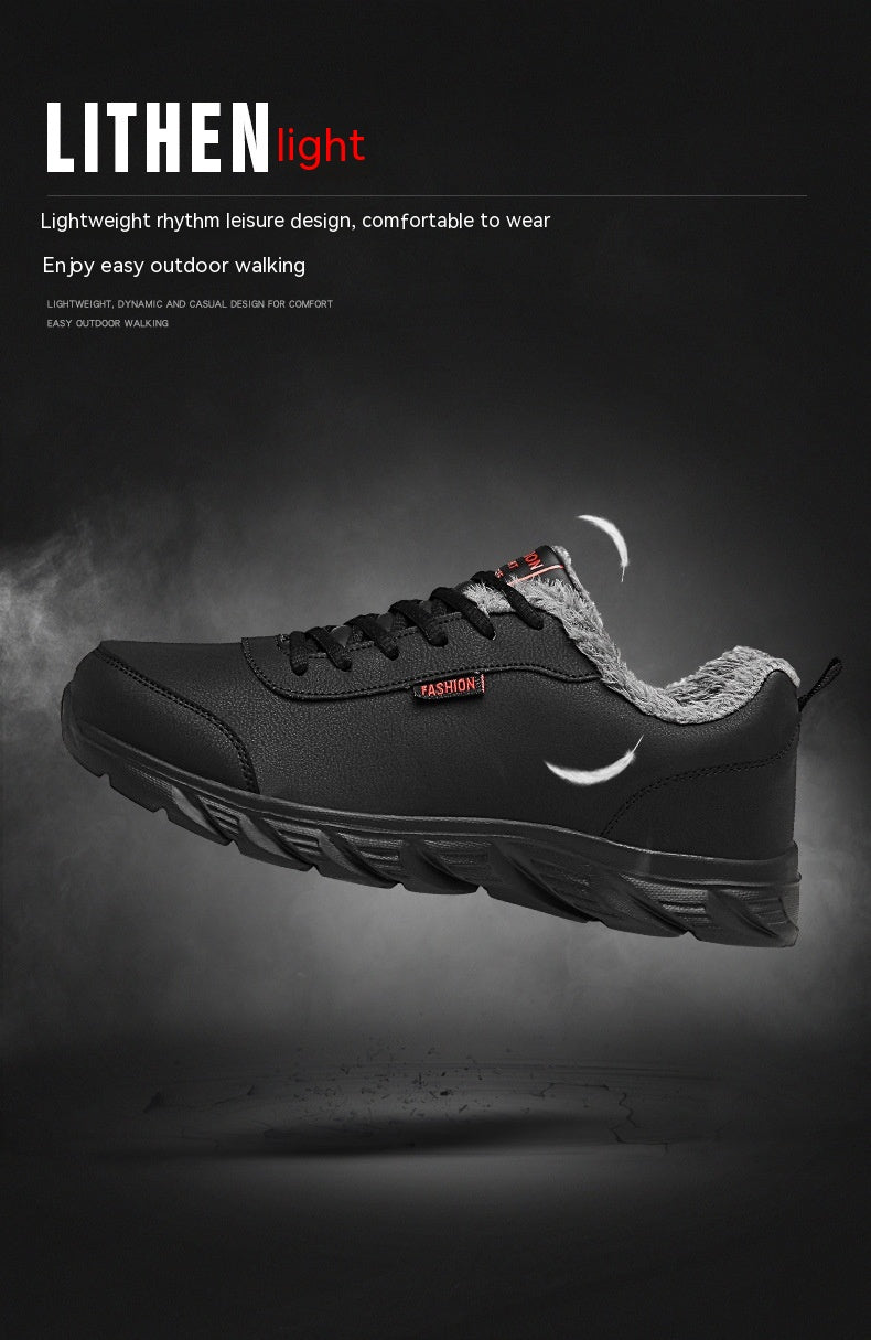 Chaussure chaude en cuir artificiel en coton pour hommes