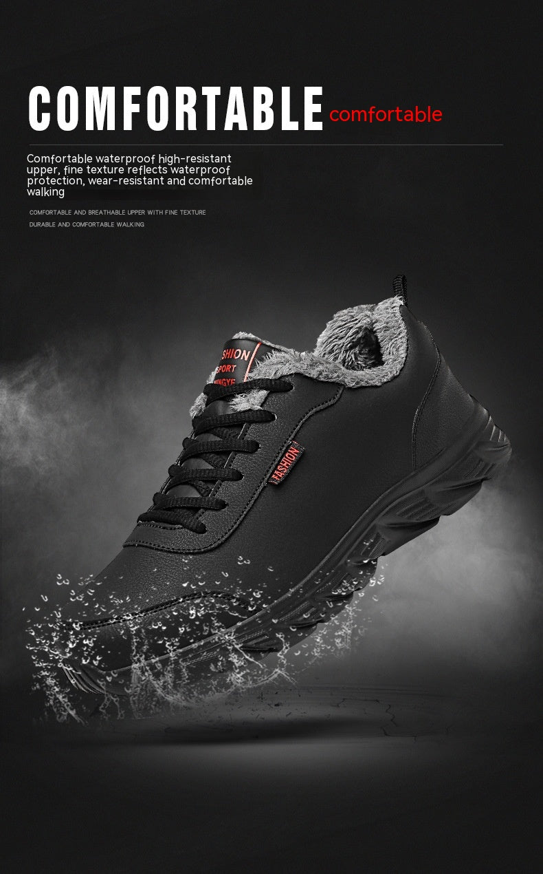 Chaussure chaude en cuir artificiel en coton pour hommes