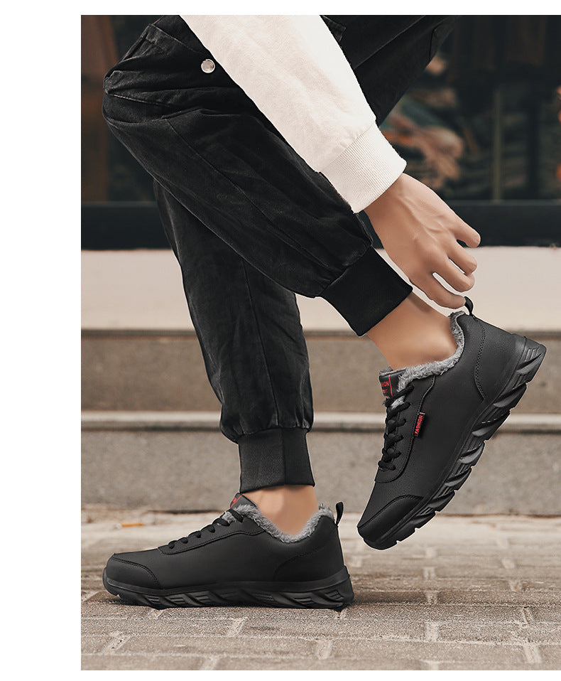 Chaussure chaude en cuir artificiel en coton pour hommes