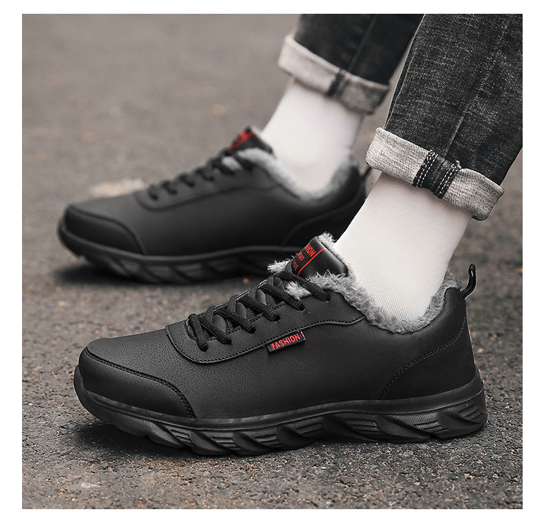 Chaussure chaude en cuir artificiel en coton pour hommes