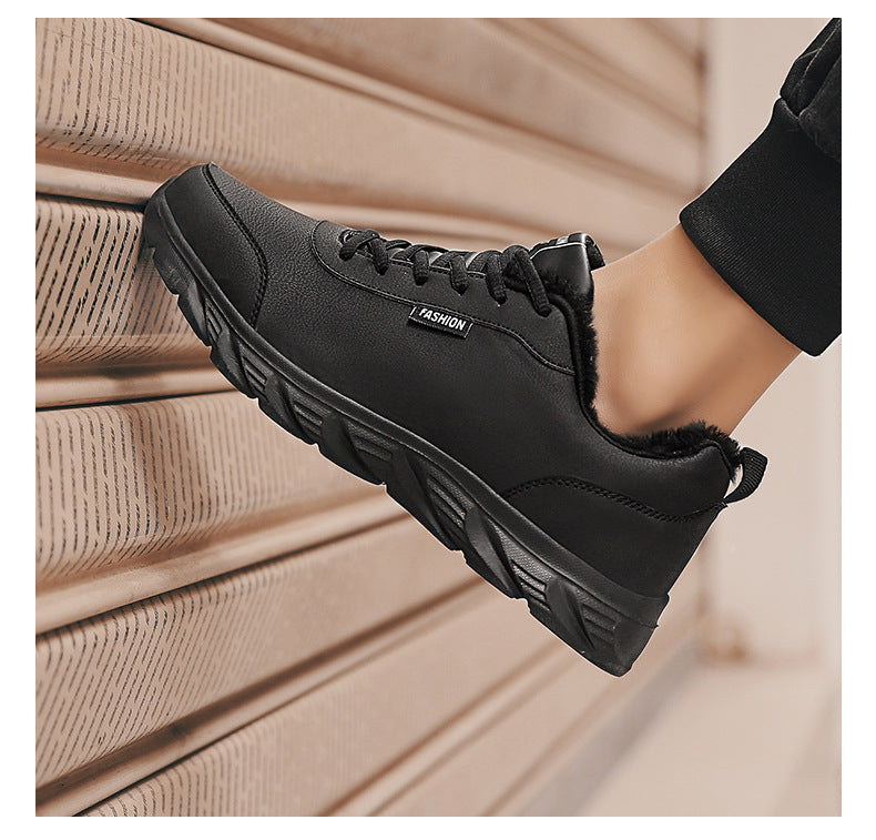 Chaussure chaude en cuir artificiel en coton pour hommes