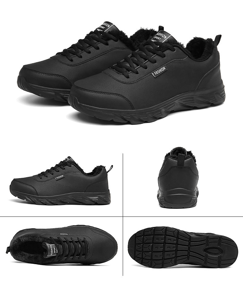 Chaussure chaude en cuir artificiel en coton pour hommes