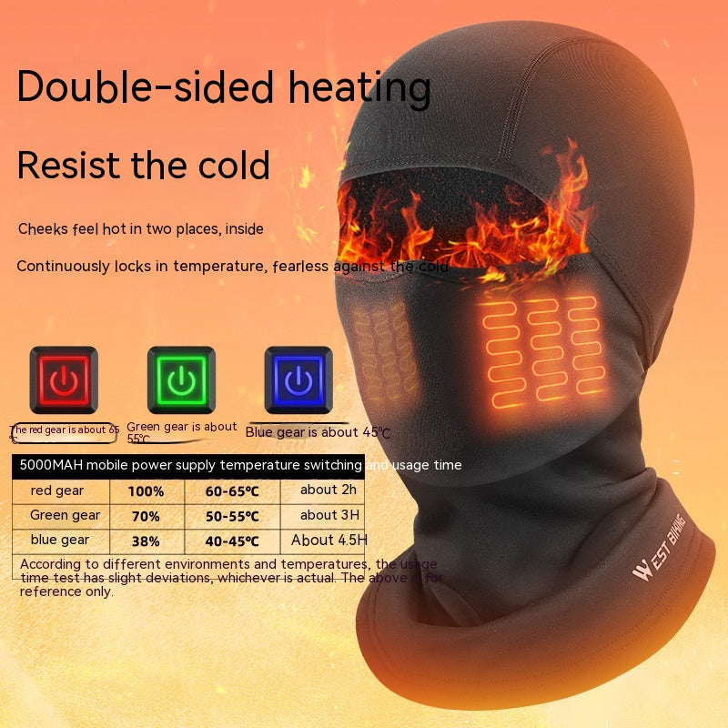 Cyclisme Hotte de chauffage Hiver Chaud Masque visage Ski Fleece Hotte de chauffage électrique Cyclisme F