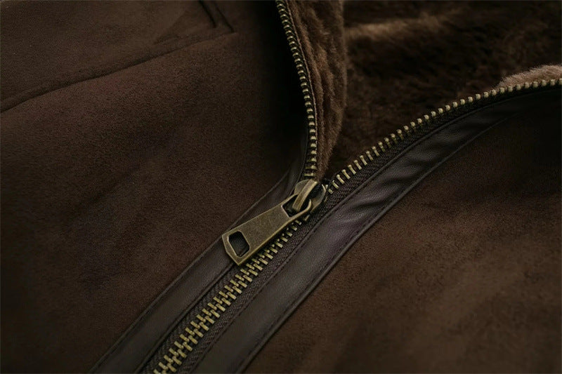 Veste en Veste de moto double face intégrée en fourrure chaude