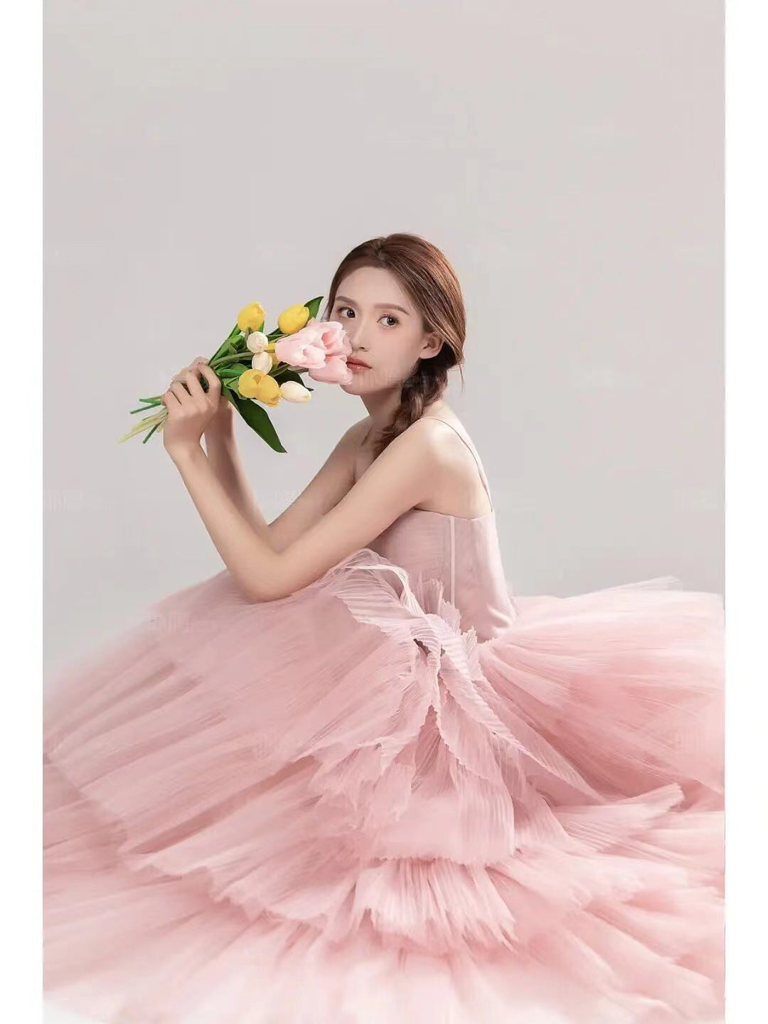 Elegant fille de mariage Photographie robe rose blanc
