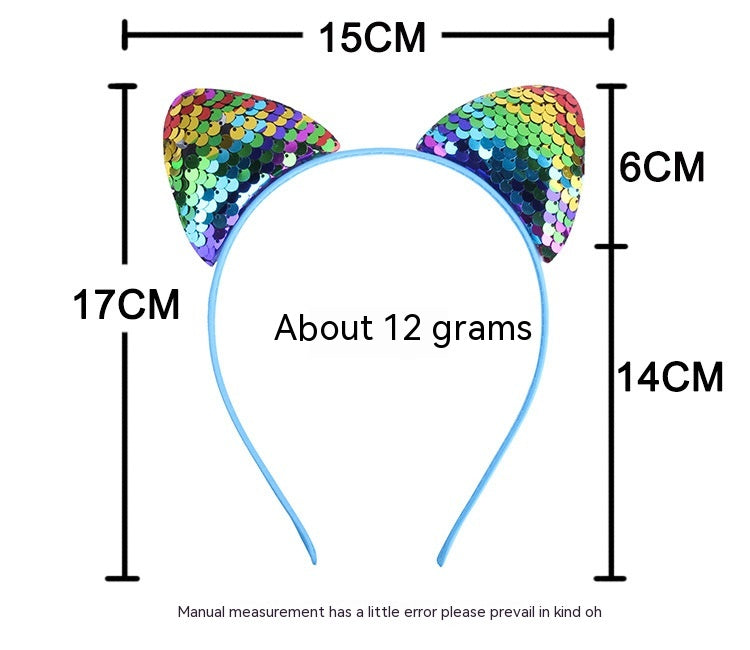 Quicksand Cartoon pour enfants Ceinture douce épingle à cheveux Échelle de fil d'oreilles à paillettes