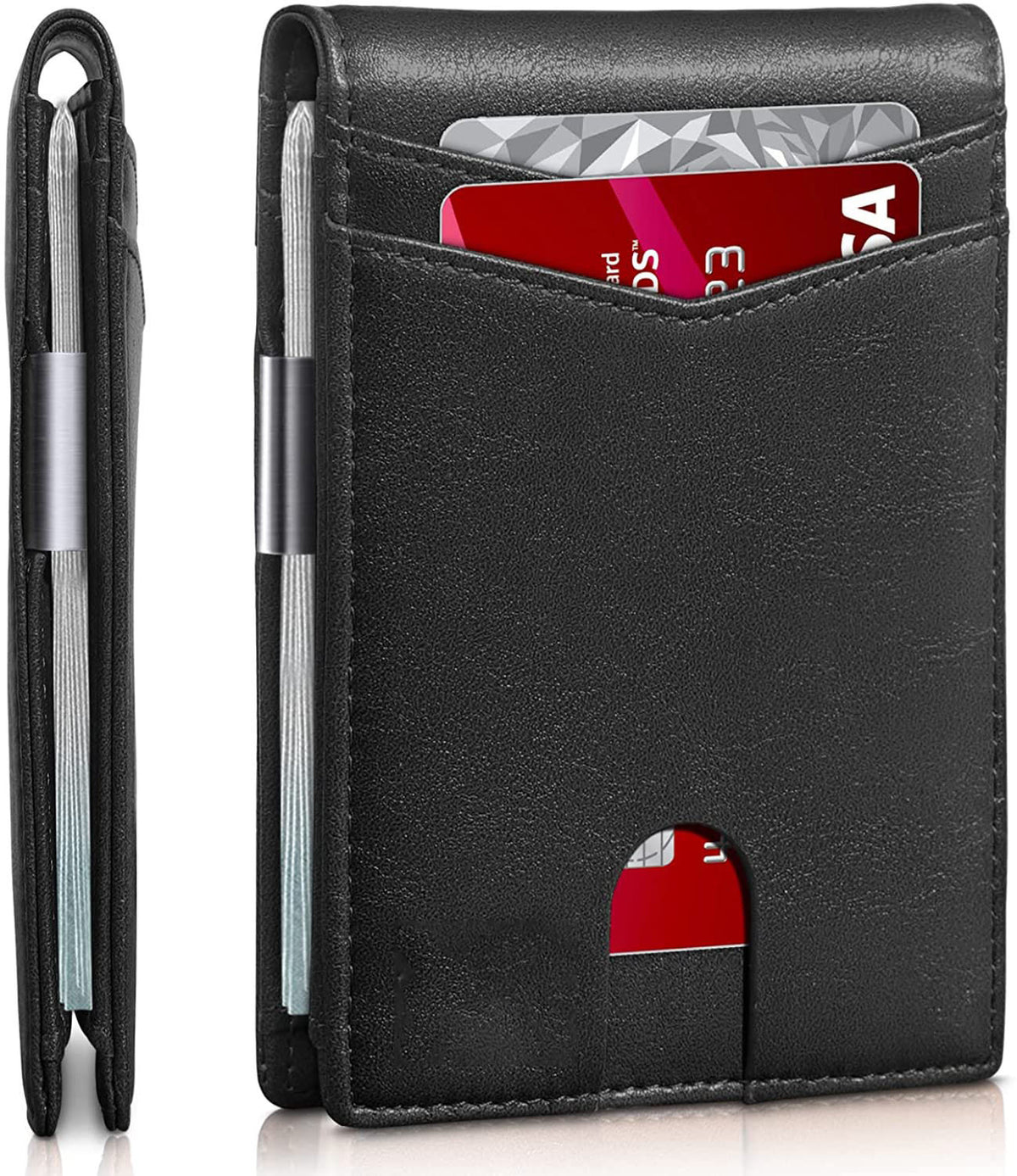 Support de carte de portefeuille antivol en cuir PU