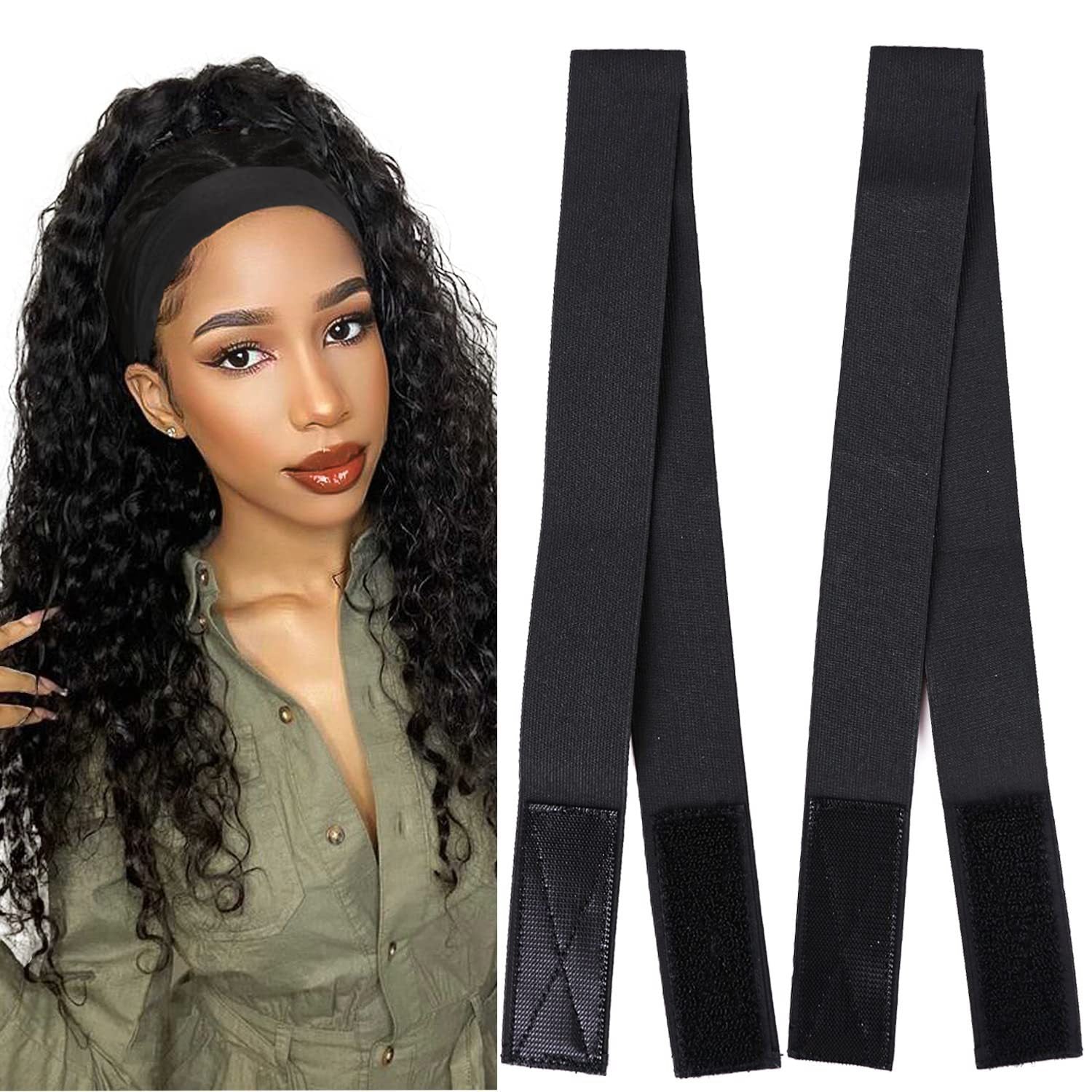 Bande élastique en velcro tricotée noire