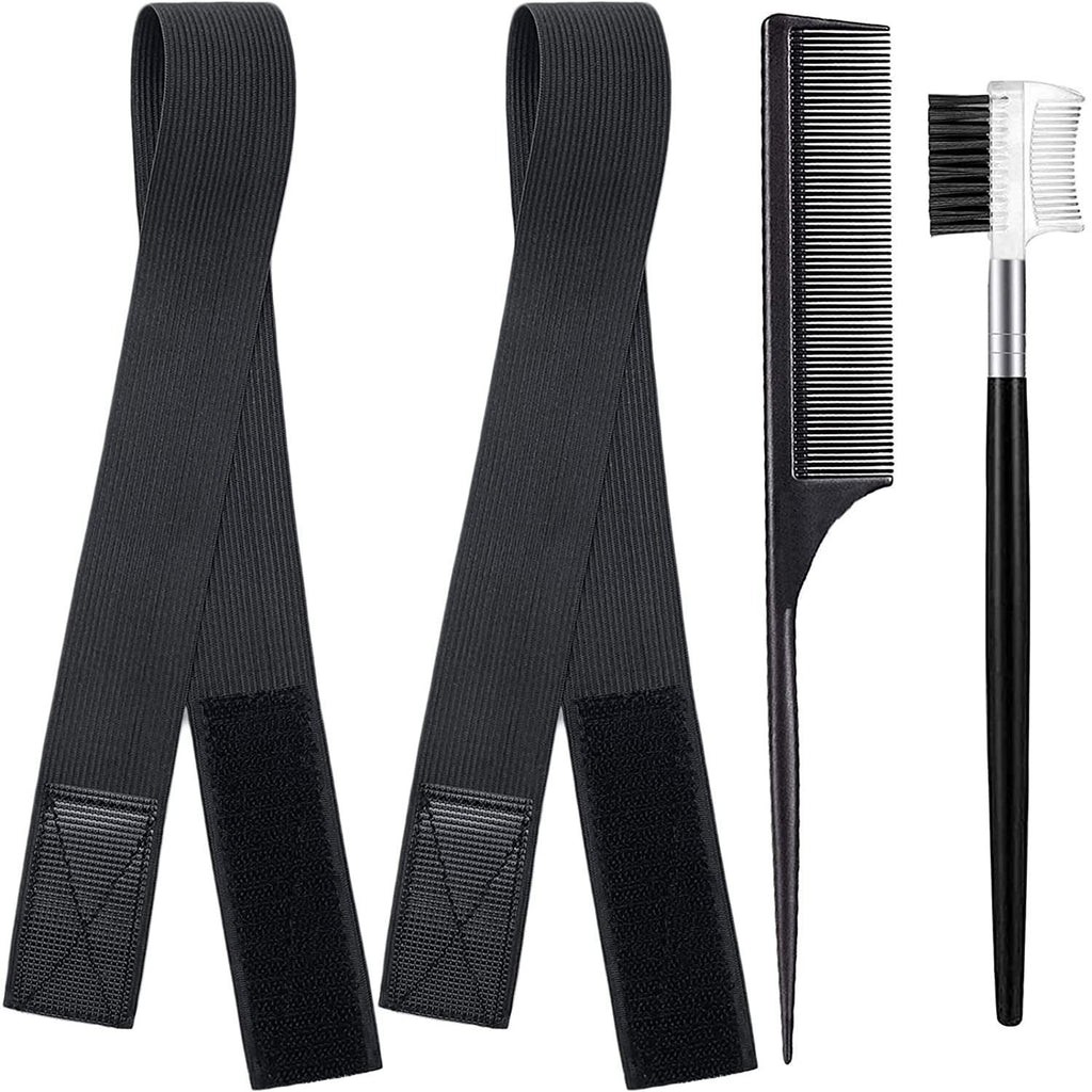 Bande élastique en velcro tricotée noire