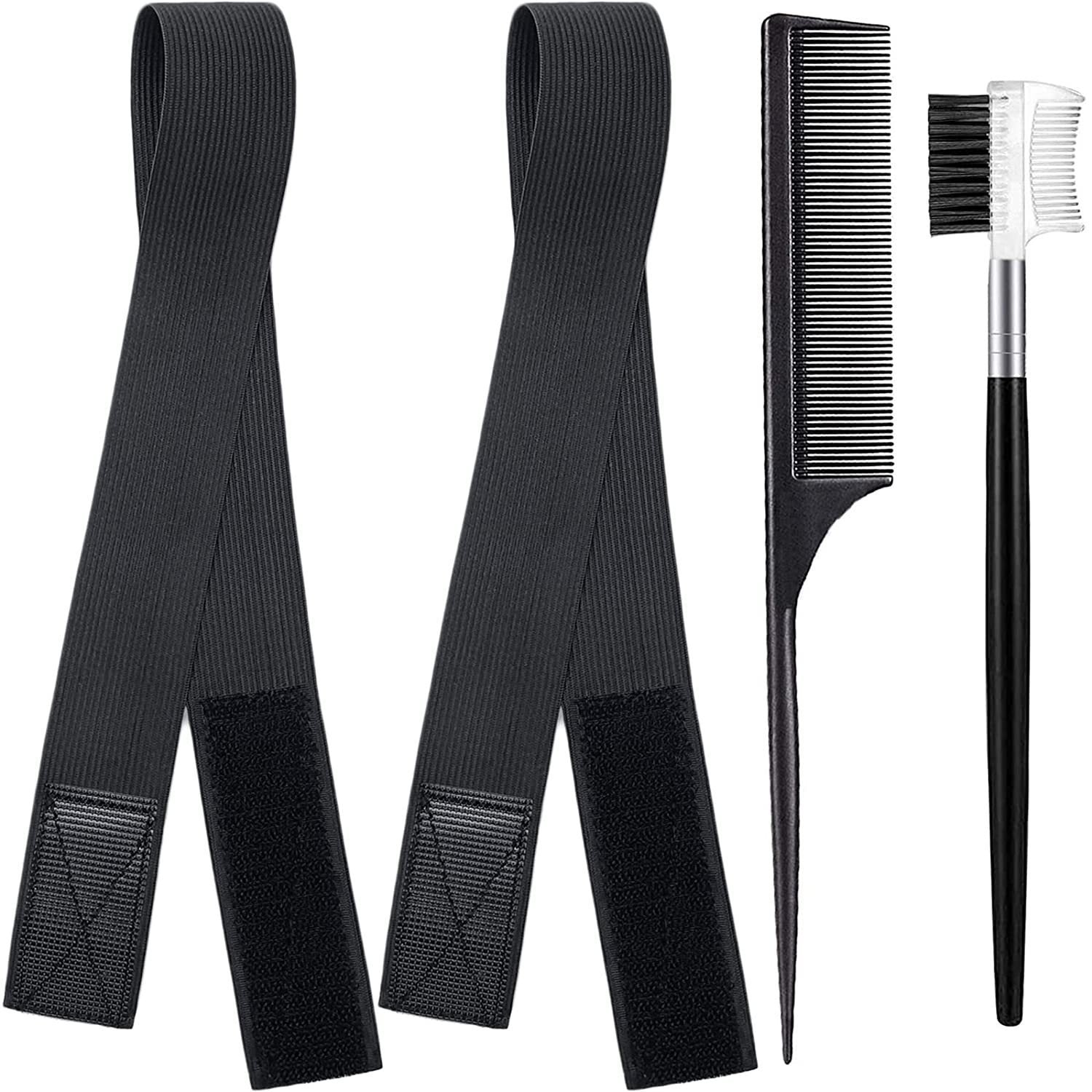 Bande élastique en velcro tricotée noire
