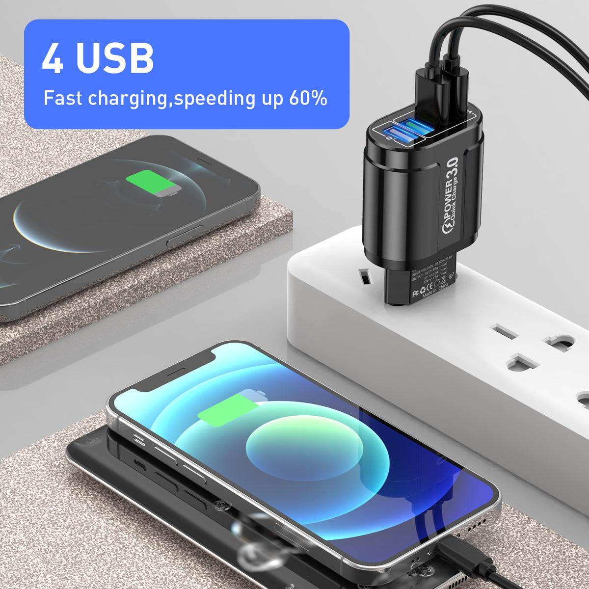 Chargeur en plastique pour téléphone intelligent à port unique