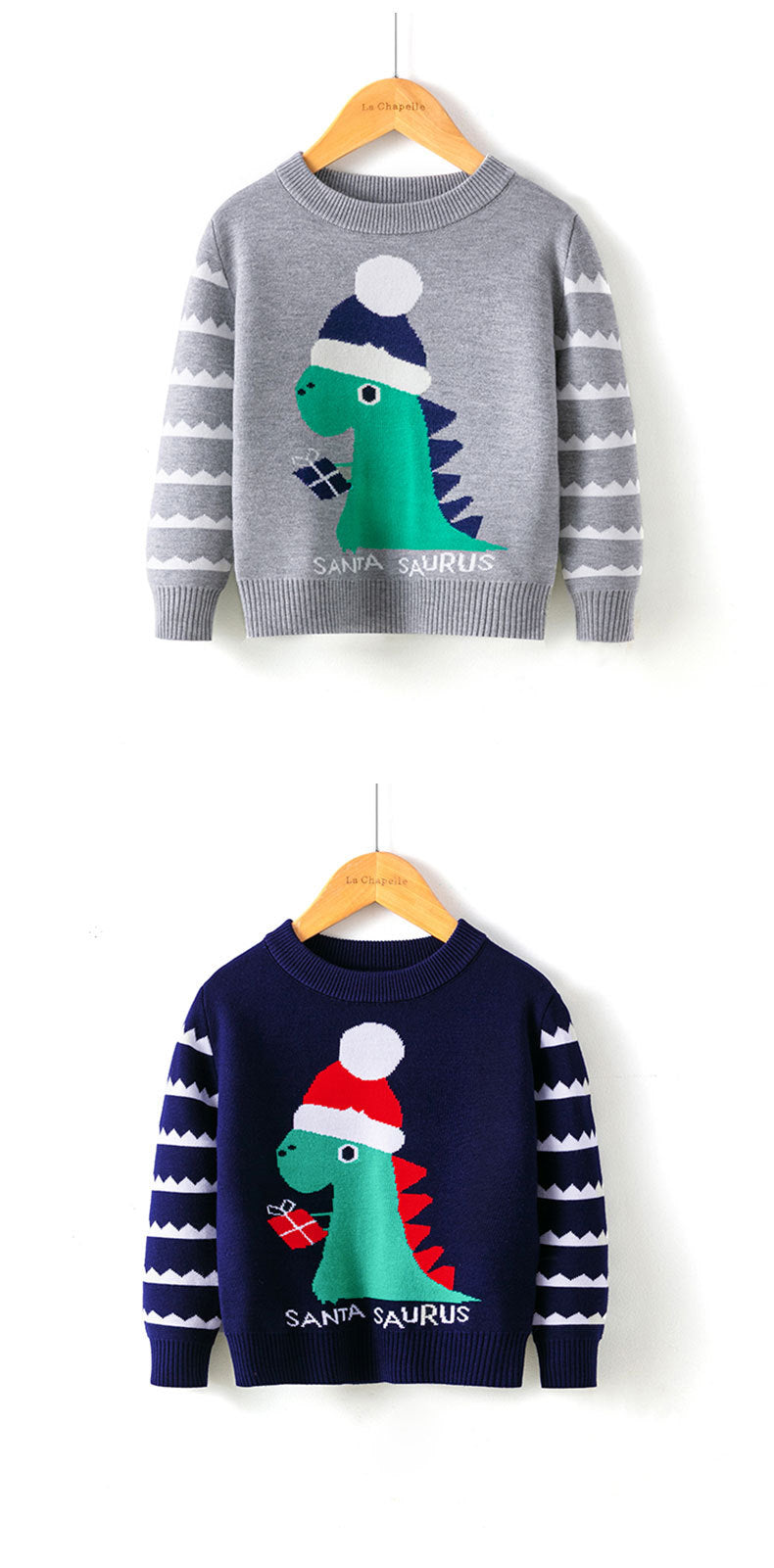 Automne et hiver Noël Dinosaure Garçons Baby Cartoon Basting Sweater