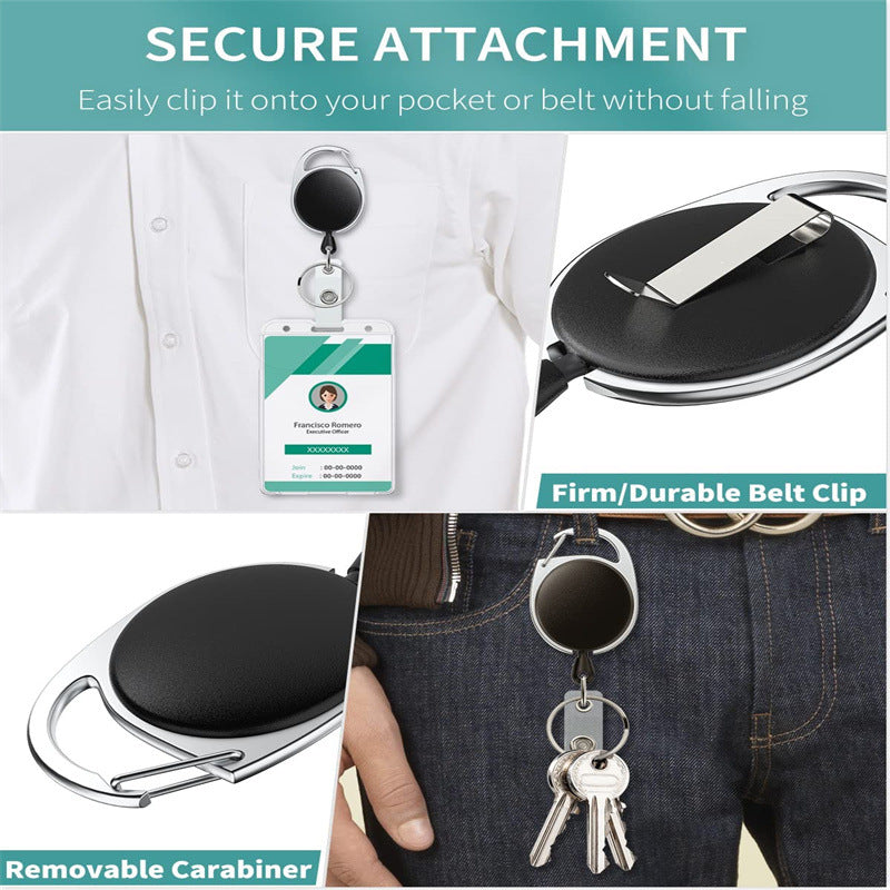 Porte-carte verticale en plastique Rétractable noir Clip en résine