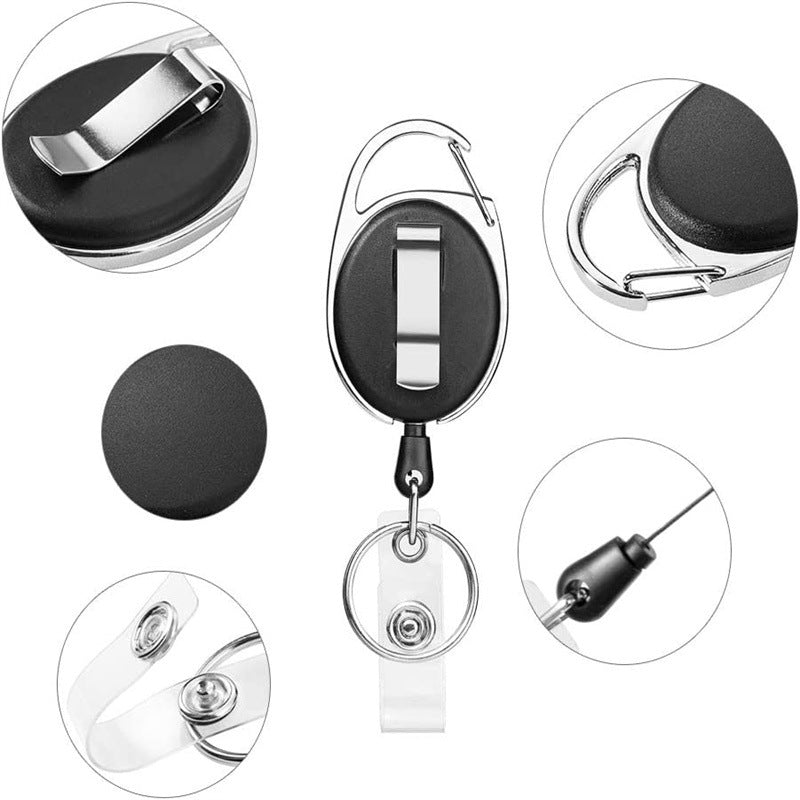 Porte-carte verticale en plastique Rétractable noir Clip en résine