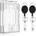 Porte-carte verticale en plastique Rétractable noir Clip en résine