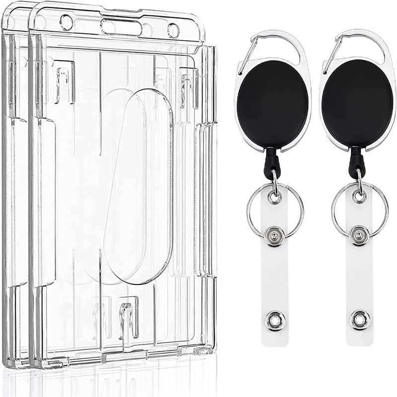 Porte-carte verticale en plastique Rétractable noir Clip en résine