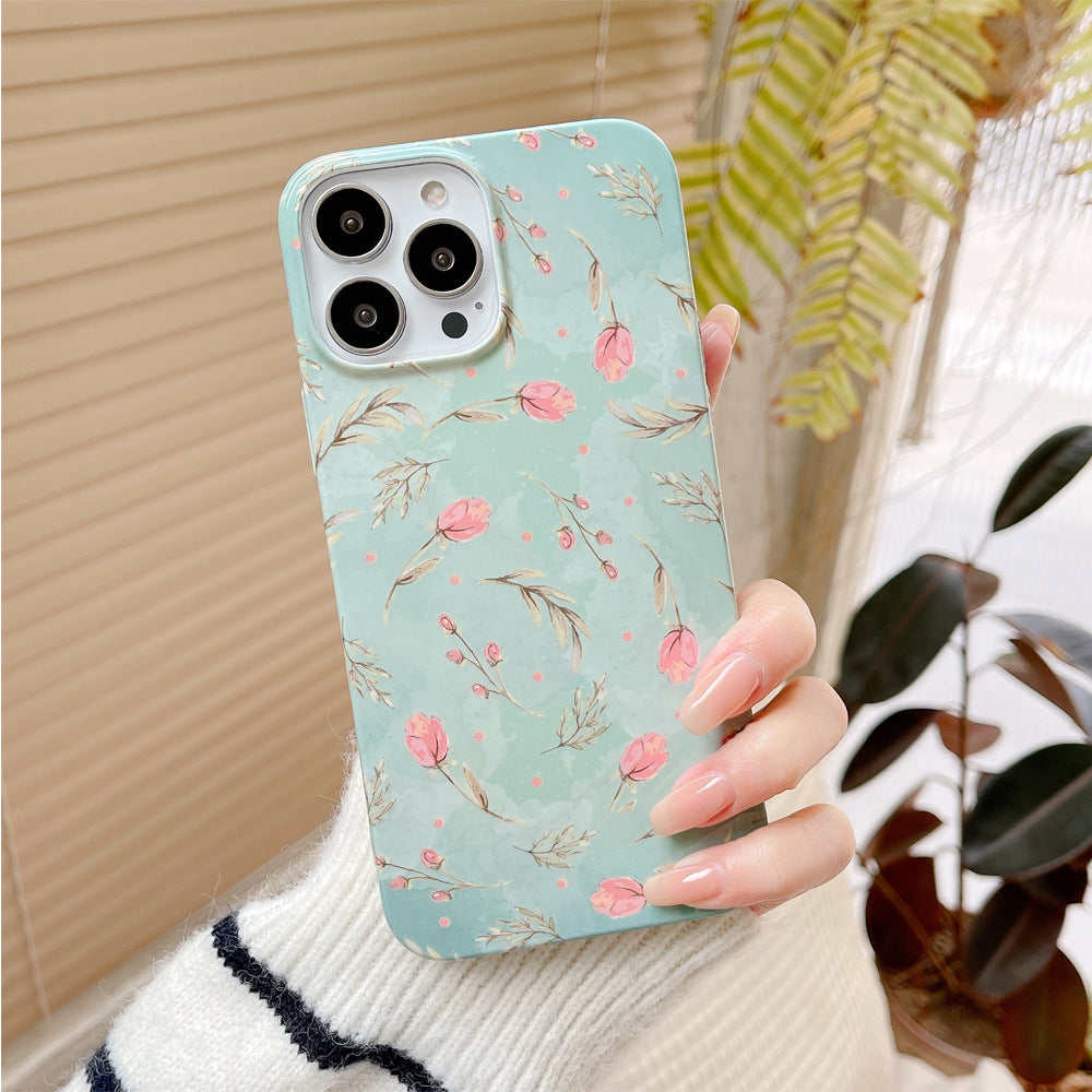 Coque de téléphone Sticker d'eau peinture à l'huile Aeolian Bells Flower Double Film PC résistant aux gouttes