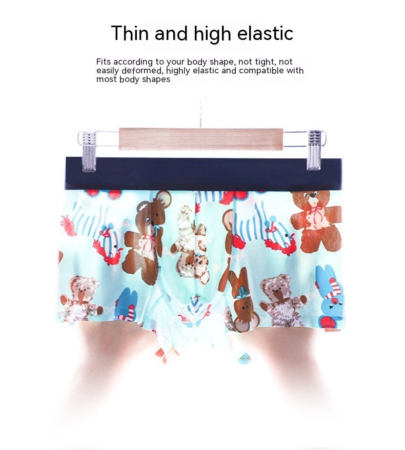 Summer Mid-waist Cartoon Imprimé Pantalons mignons respirants Boxer homme