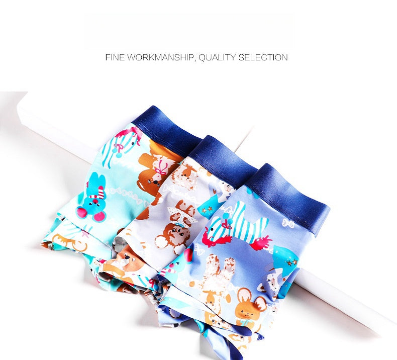 Summer Mid-waist Cartoon Imprimé Pantalons mignons respirants Boxer homme