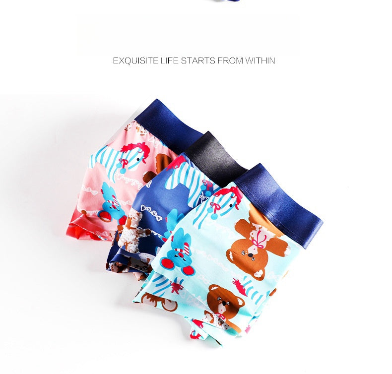 Summer Mid-waist Cartoon Imprimé Pantalons mignons respirants Boxer homme