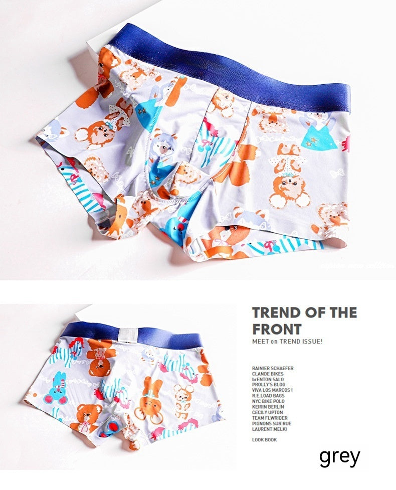 Summer Mid-waist Cartoon Imprimé Pantalons mignons respirants Boxer homme