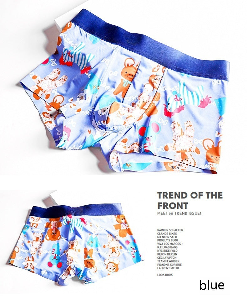 Summer Mid-waist Cartoon Imprimé Pantalons mignons respirants Boxer homme