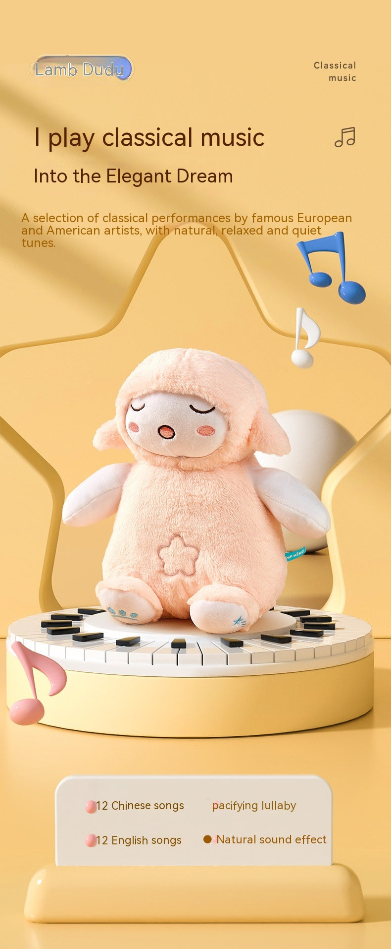 Cloak Man Lamb Toot bébé peluche poupée nouveau-né son et lumière jouets apaisants
