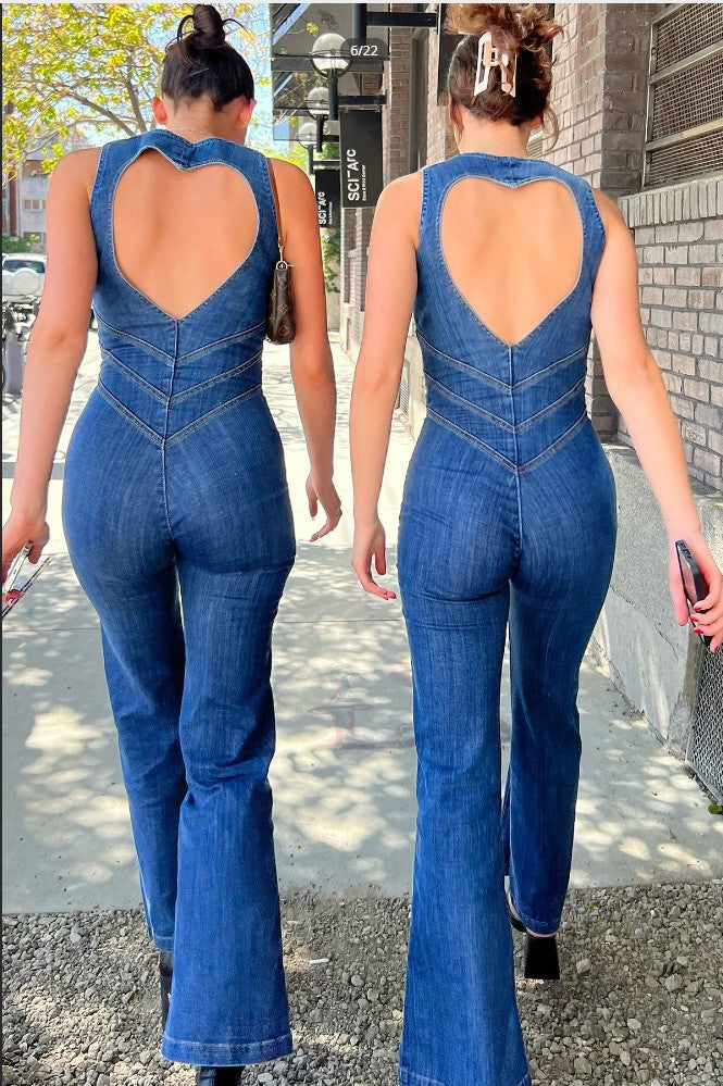 Slim-fit Sexy Cœur-forme combinaison de saut sans dos