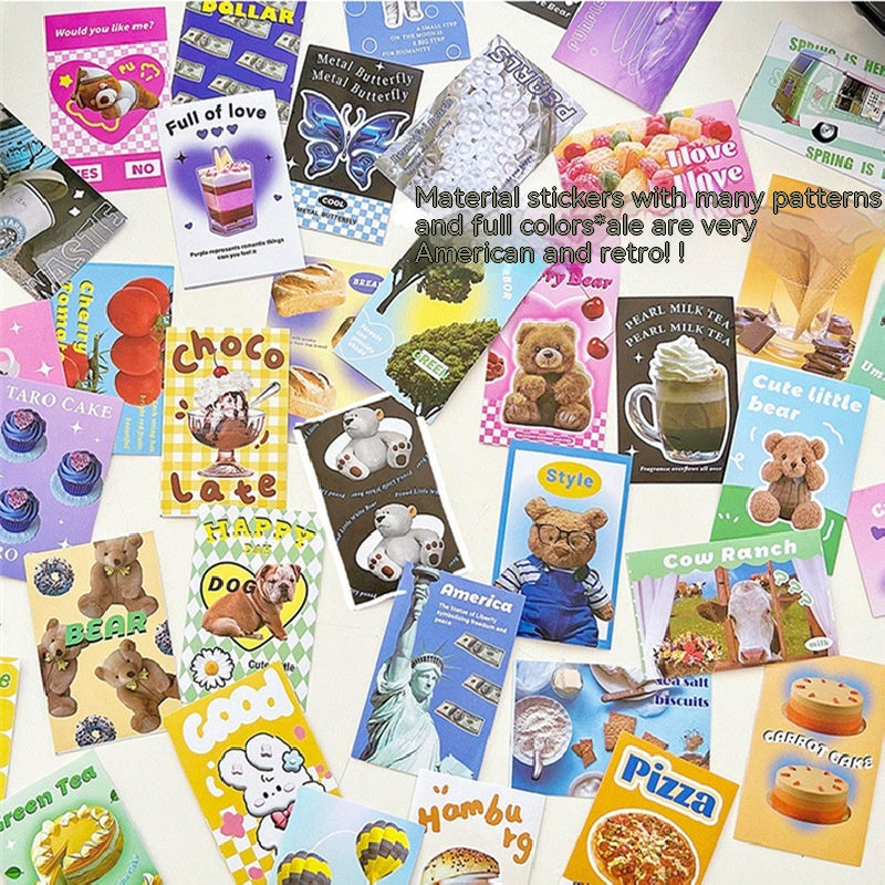 Stickers American Retro Journal Décoration Matériel Stickers Mini Sticker Cartoon