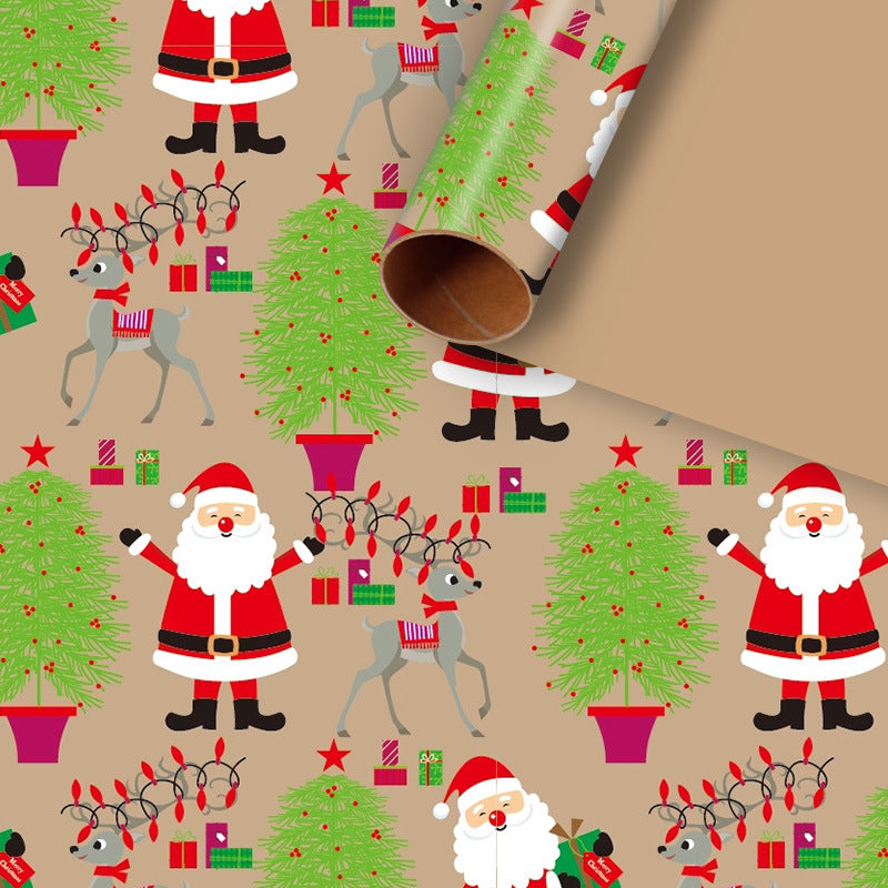 Papier Kraft Boîte Cadeau Créative Papier Décoratif Père Noël Snowman Snowflake Wrapping Pape