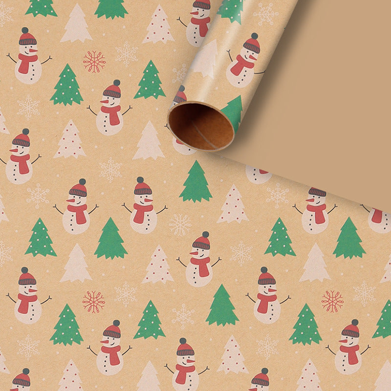Papier Kraft Boîte Cadeau Créative Papier Décoratif Père Noël Snowman Snowflake Wrapping Pape