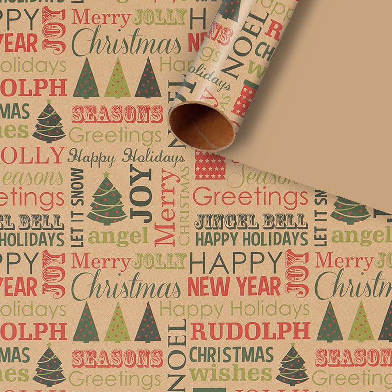 Papier Kraft Boîte Cadeau Créative Papier Décoratif Père Noël Snowman Snowflake Wrapping Pape