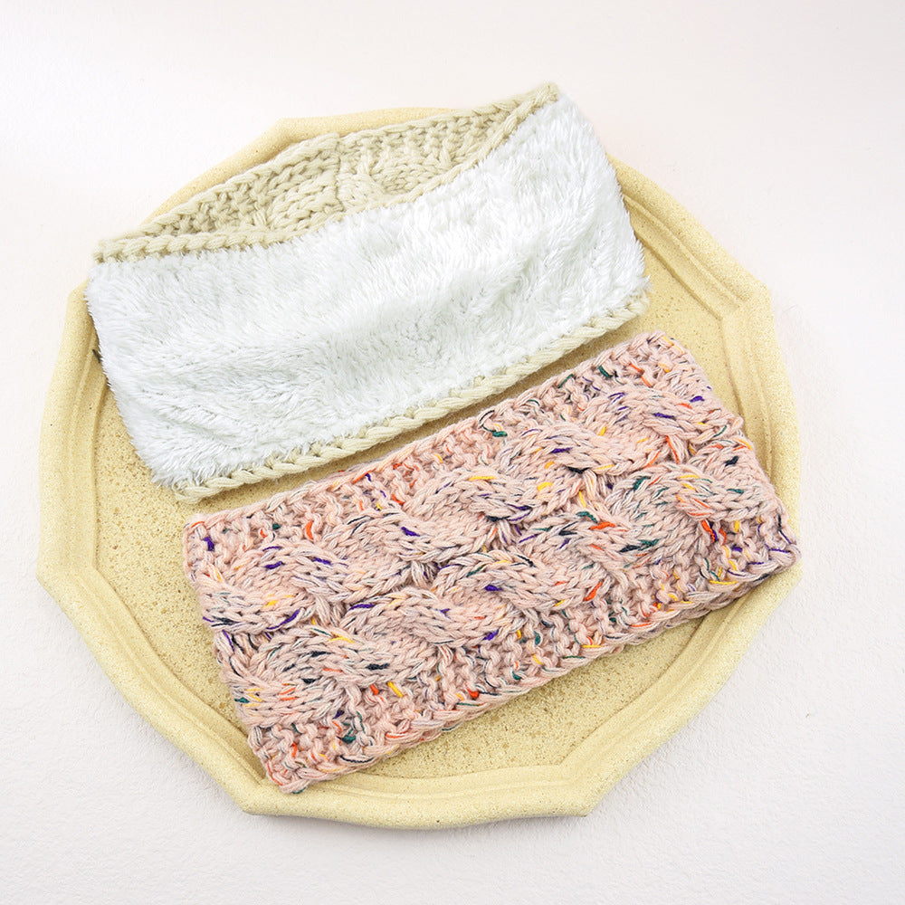 Bande de cheveux tricotées européenne et américaine plus Velvet Laine Couleur Dot Fil Bandeau Variegate