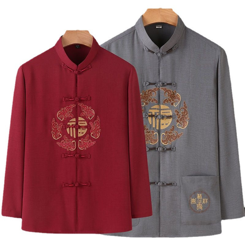 Costume de Tang à manches longues imprimé pour hommes