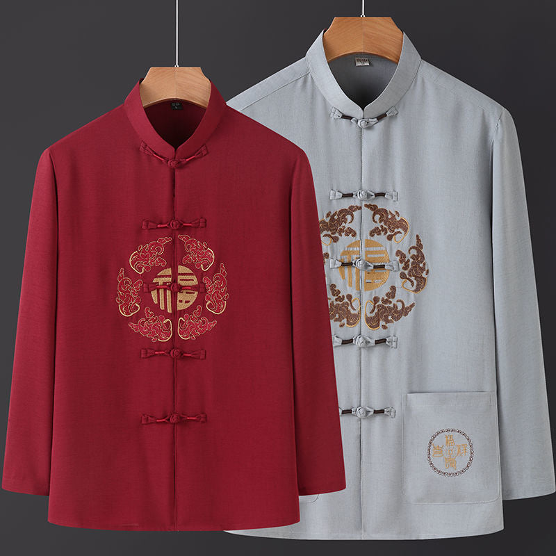 Costume de Tang à manches longues imprimé pour hommes
