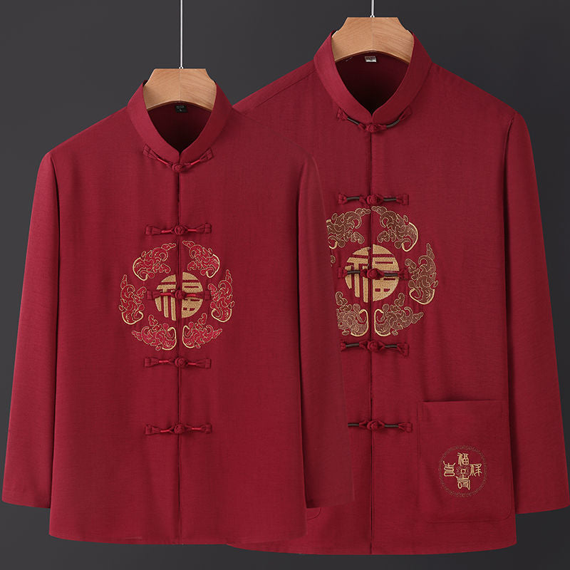Costume de Tang à manches longues imprimé pour hommes