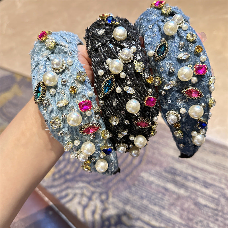 Denim Peraded Strass Baroque Robbery Special-interest Design Hairpin
