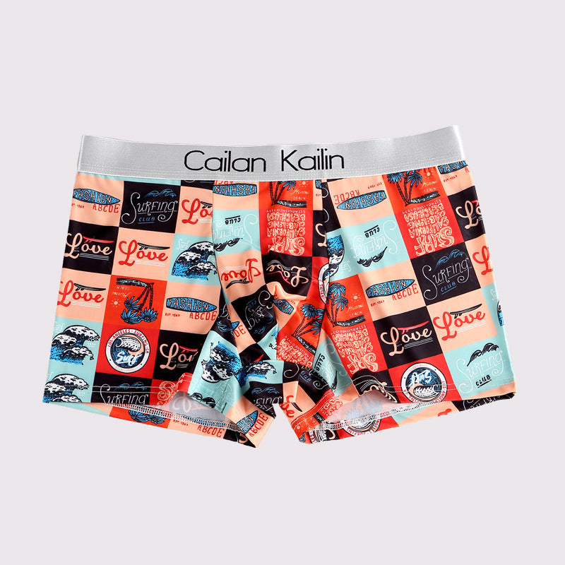 Sous-vêtements en soie de glace imprimé hommes et mignons