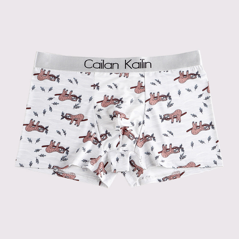 Sous-vêtements en soie de glace imprimé hommes et mignons