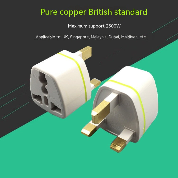 Pure Copper British Standard Conversion Plug Adaptateur d'alimentation BS