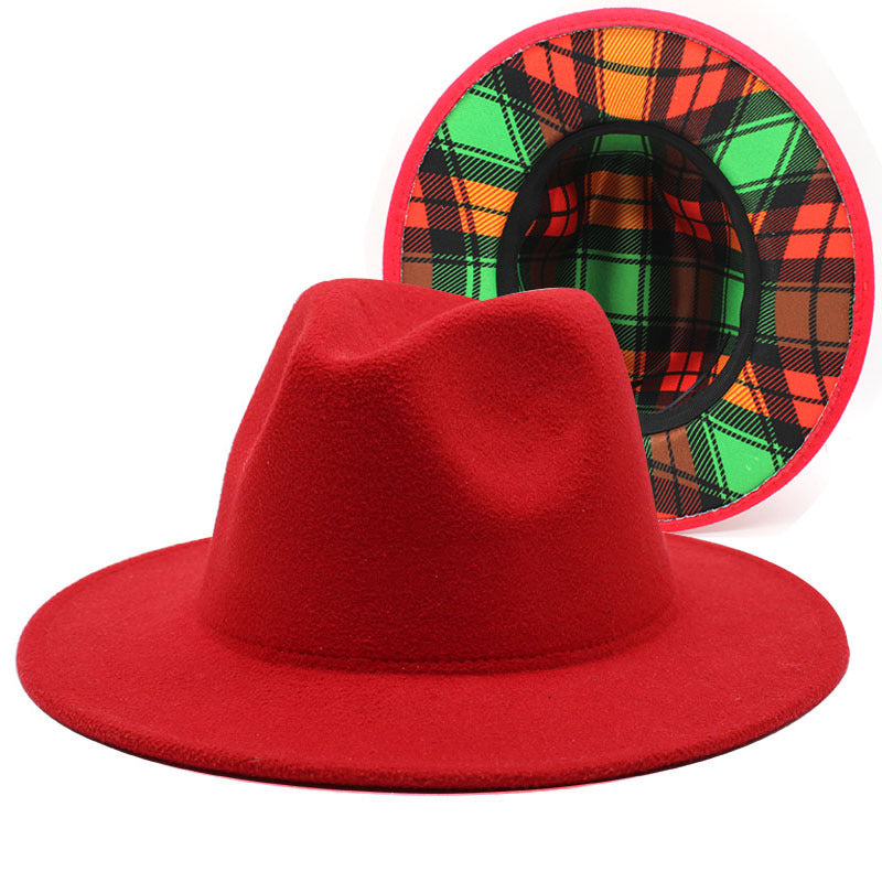 Hommes et femmes de couleur double face Matching Woolen Fedora Hat
