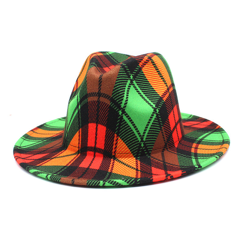 Hommes et femmes de couleur double face Matching Woolen Fedora Hat