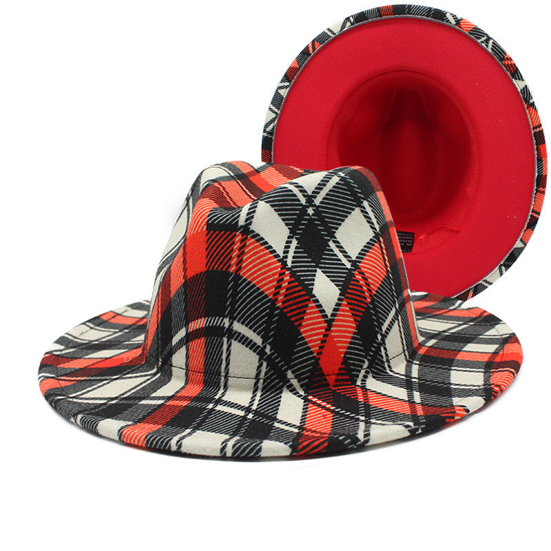 Hommes et femmes de couleur double face Matching Woolen Fedora Hat