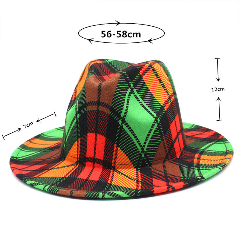 Hommes et femmes de couleur double face Matching Woolen Fedora Hat