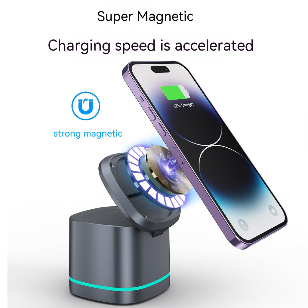 Chargeur de charge rapide sans fil magnétique pliant trois en un