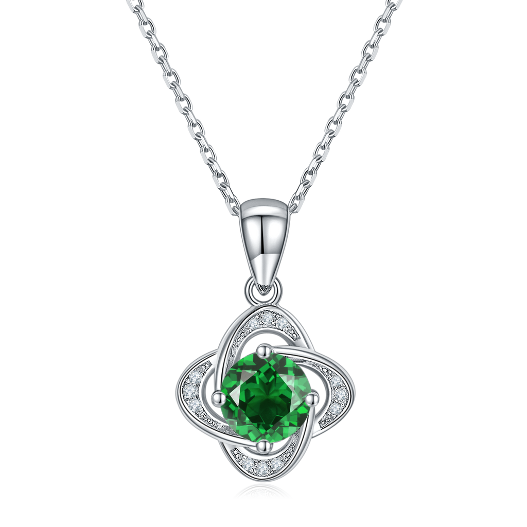 S925 Collier pendentif en argent Sterling 4-Leaf Clover