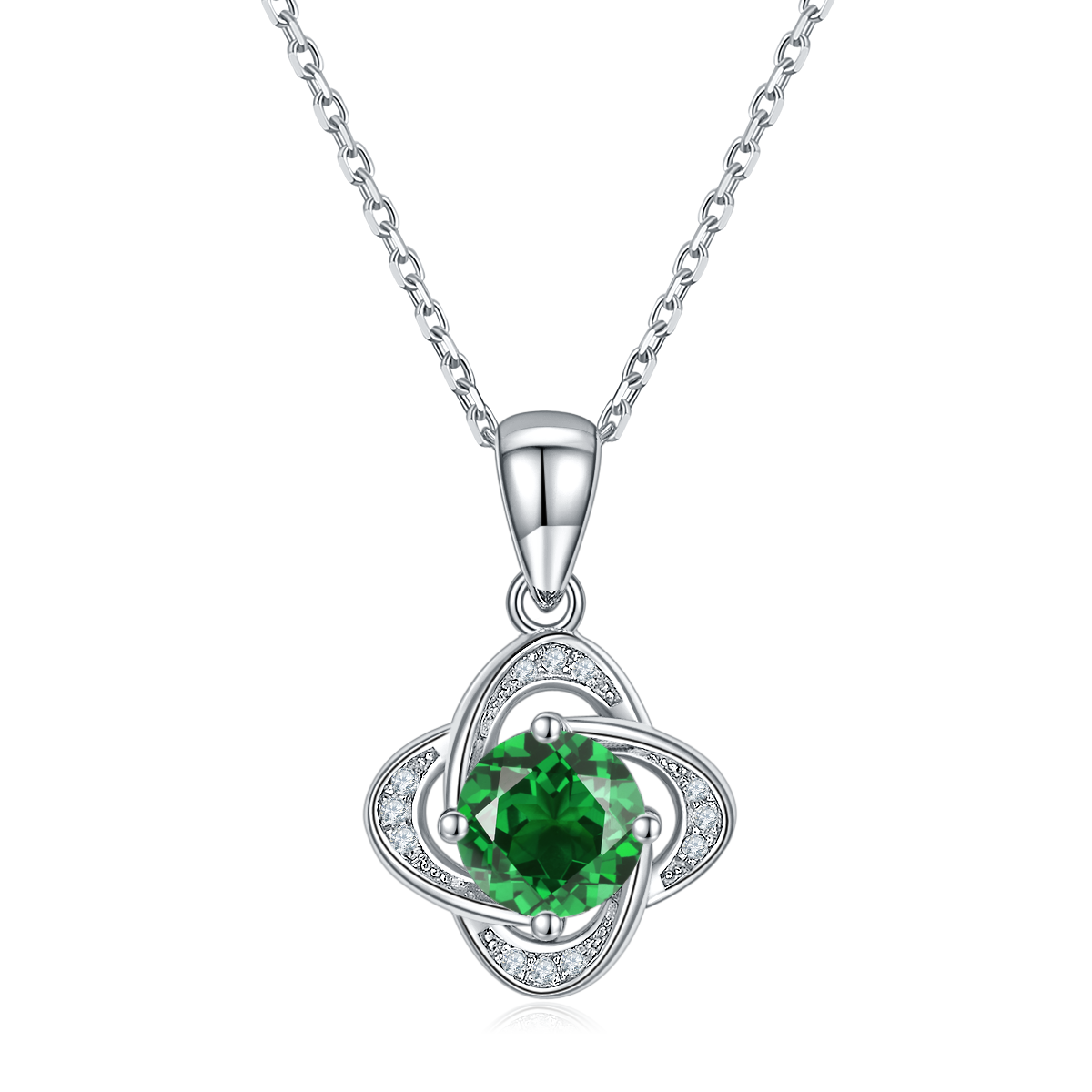 S925 Collier pendentif en argent Sterling 4-Leaf Clover